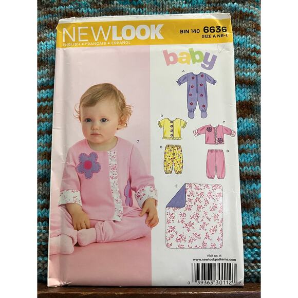 Simplicity 6636 Pattern Baby footie pajamas top pants size NB-L - Picture 1 of 5